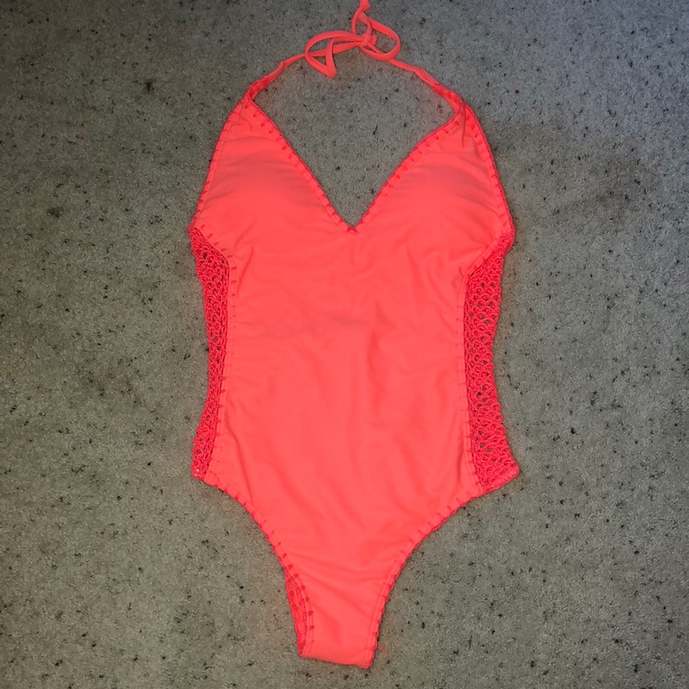Neon Halter Mesh One-Piece